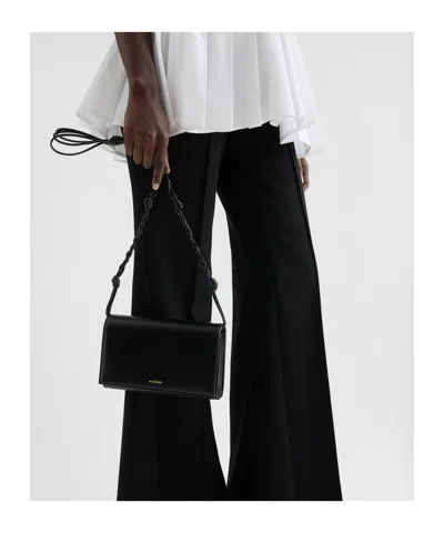 Jil Sander Tangle Wallet With Shoulder Strap In Black
