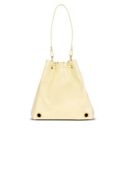 Balmain Pulse Calfskin Leather Backpack In Yellow