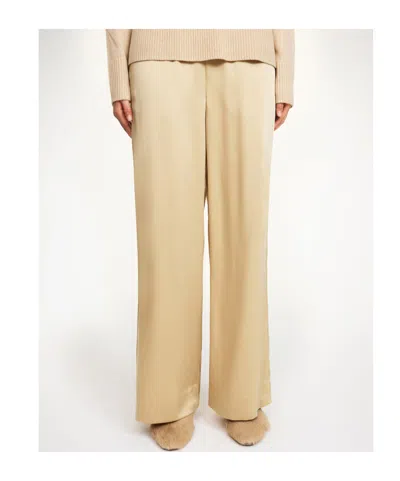 By Malene Birger Cabello Wide Leg Satin Trousers In Neutral