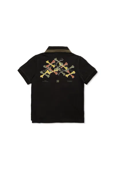 Amiri Striped-trim Polo Shirt In Brown