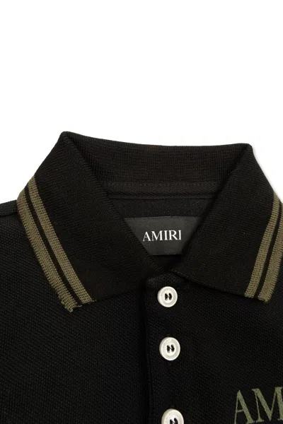Amiri Striped-trim Polo Shirt In Brown