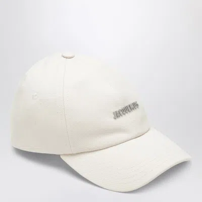 Jacquemus White Baseball Cap With Logo Women In White
