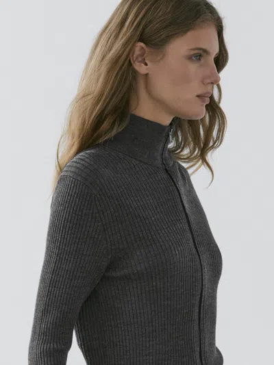 Massimo Dutti Wool Zip In Gray