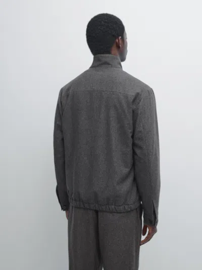 Massimo Dutti Wool Blend Bomber Jacket In Gray