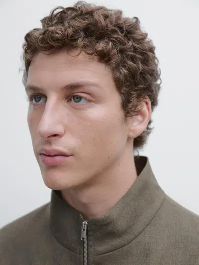 Massimo Dutti Cool Wool Blend Jacket In Brown
