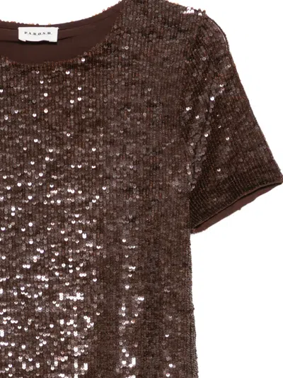 P.a.r.o.s.h P. A.r. O.s. H. Sequinned Top In Brown