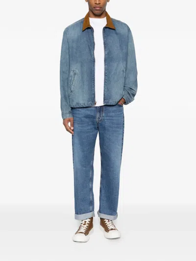 Levi's Textured-collar Zip-up Jacket In Blue
