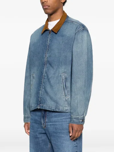 Levi's Textured-collar Zip-up Jacket In Blue