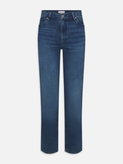 Frame Stretch Denim Straight Leg Five Pocket Jeans In Blue