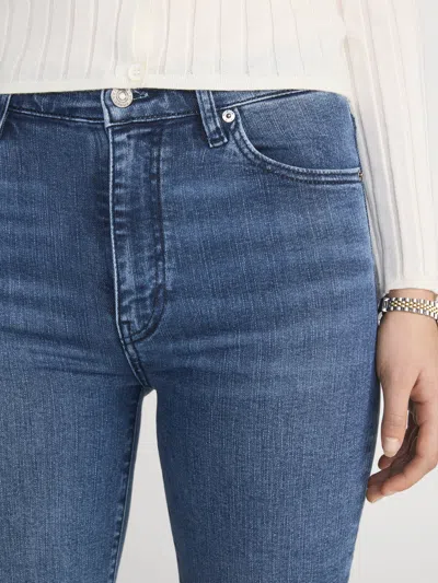 Frame Stretch Denim Straight Leg Five Pocket Jeans In Blue