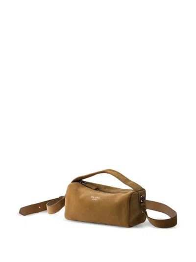 Prada Suede Leather Shoulder Bag In Brown