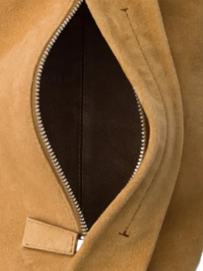Prada Suede Leather Shoulder Bag In Brown