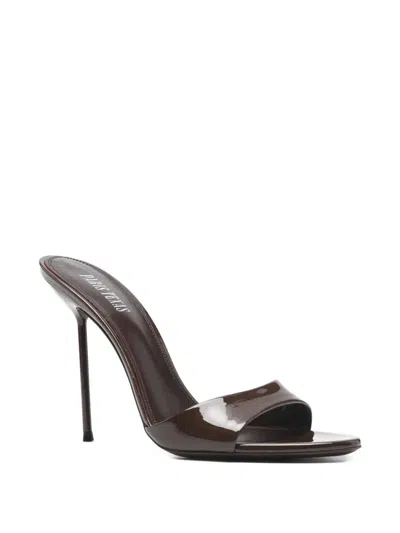 Paris Texas Sophisticated Stiletto Slippers With Wide Front Strap In Brown