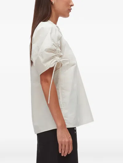 3.1 Phillip Lim Puff Short Sleeve Side Tie Cotton Dress In Gray