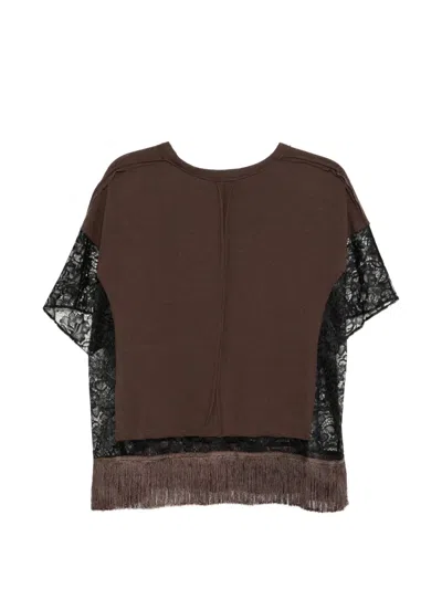 Undercover Crew Neck Patchwork T-shirt In Brown