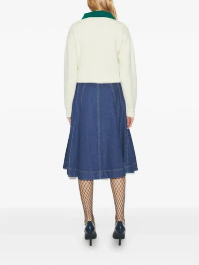 Tory Burch Collared Wool Sweater In White