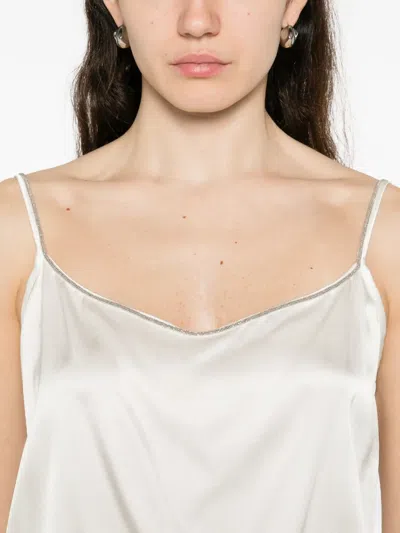 Panicale Beaded Strap Top In White