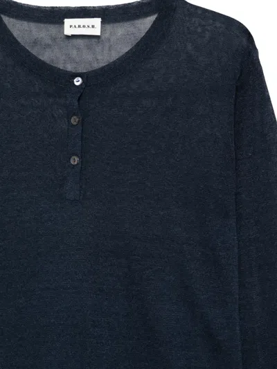 P.a.r.o.s.h Buttoned Long-sleeved Top In Blue