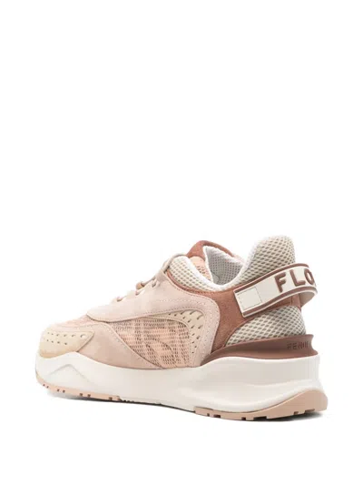 Fendi Mesh Flow Sneakers Perforated Design Pull Tab In Pink