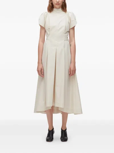 3.1 Phillip Lim Puff Short Sleeve Side Tie Cotton Dress In Gray