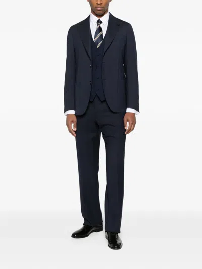 Lardini Button Pin Virgin-wool Jacket In Blue
