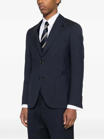 Lardini Button Pin Virgin-wool Jacket In Blue