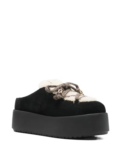 Fendi Black Suede Sandals In Black