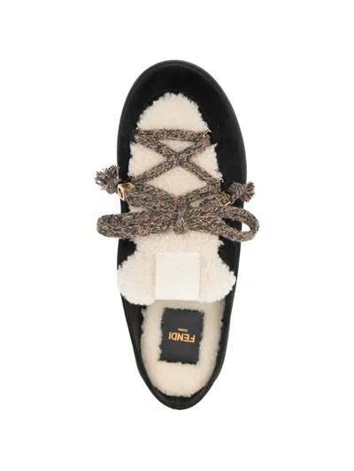 Fendi Black Suede Sandals In Black