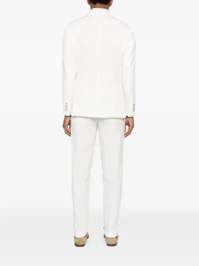 Eleventy Double-breasted Suit In White