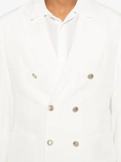 Eleventy Double-breasted Suit In White