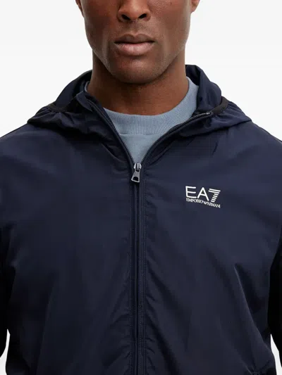 Ea7 Core Identity Hooded Jacket In Blue