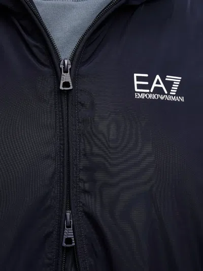 Ea7 Core Identity Hooded Jacket In Blue