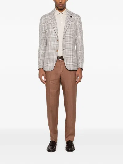 Lardini Checked Single-breasted Jacket In Neutral