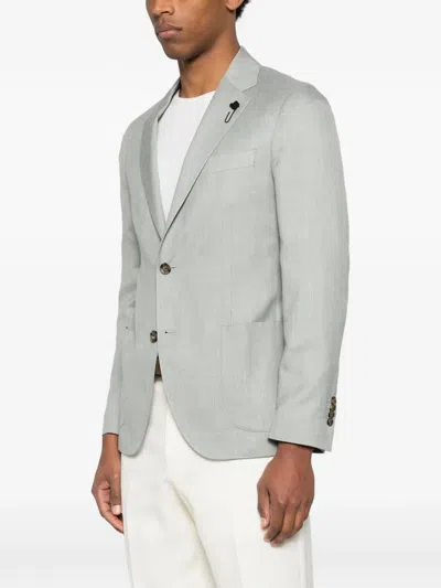 Lardini Button Wool Jacket In Green