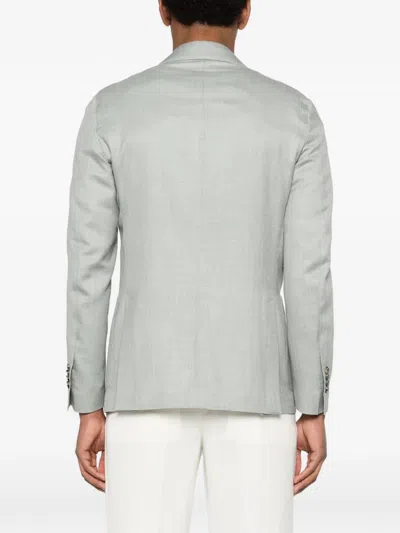 Lardini Button Wool Jacket In Green