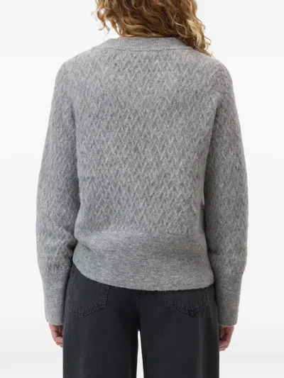 Closed Patterned V-neck Sweater In Gray
