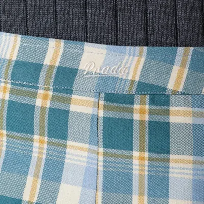Prada Ottanio Pencil Skirt With Check Pattern In Blue