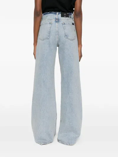 磨损边细节五口袋牛仔裤