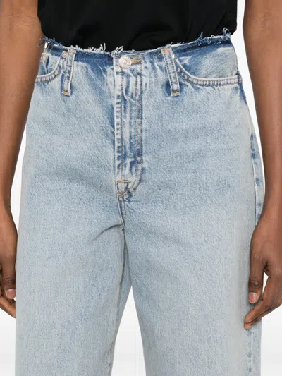 磨损边细节五口袋牛仔裤