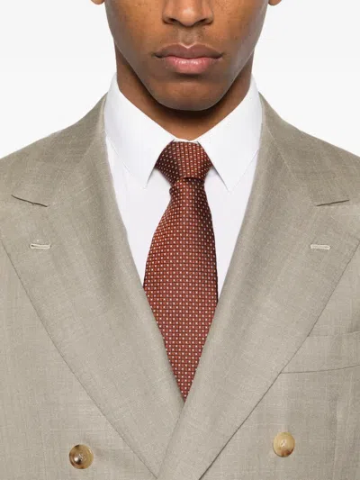 Kiton Double-breasted Suit In Neutral
