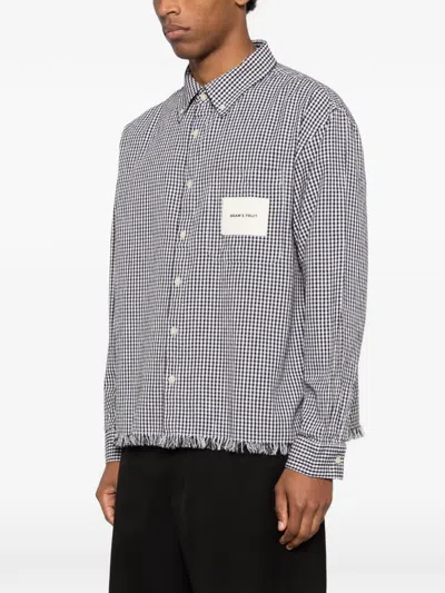 Bram's Fruit Gingham-pattern Frayed Shirt In Black