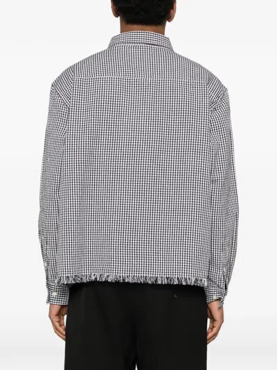 Bram's Fruit Gingham-pattern Frayed Shirt In Black
