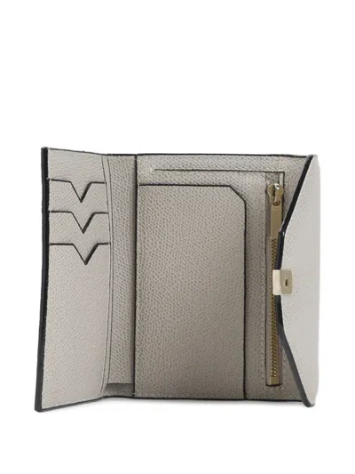 Valextra Iside Interlocking Leather Wallet In Pink