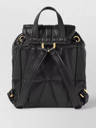 Versace Backpack Quilted Design Gold Tone Hardware In Black