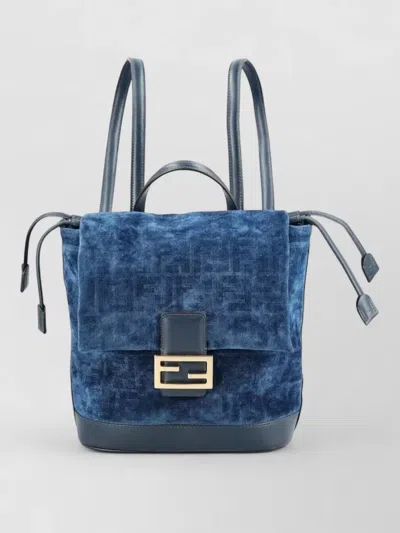 Fendi Women Backpack Denim Flock Ffbackpack Denim Flock Ff In Blue