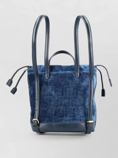 Fendi Women Backpack Denim Flock Ffbackpack Denim Flock Ff In Blue