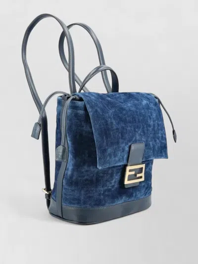 Fendi Women Backpack Denim Flock Ffbackpack Denim Flock Ff In Blue
