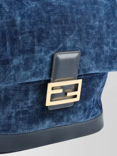 Fendi Women Backpack Denim Flock Ffbackpack Denim Flock Ff In Blue