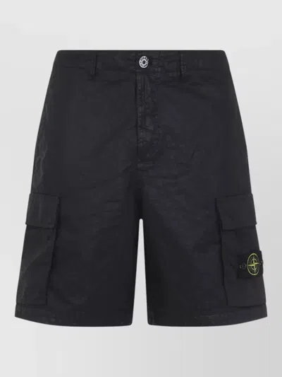 Stone Island Old Effect Cotton Cargo Bermuda Shorts Clothing In Black
