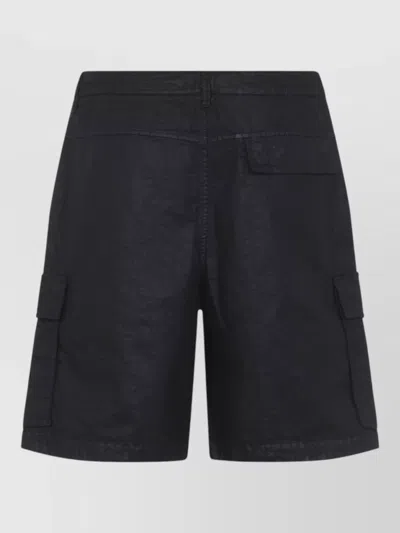 Stone Island Old Effect Cotton Cargo Bermuda Shorts Clothing In Black